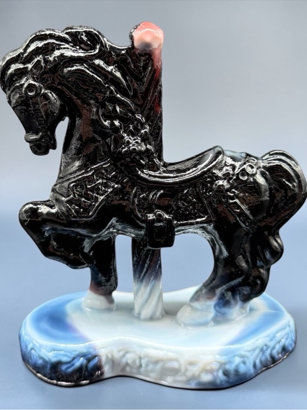Mosser Glass Vi Hunter Carousel Horse Pony Figurine Amethyst Purple Slag RARE
